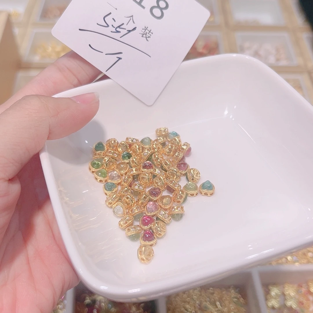 碧玺珠宝半成品银S925镀金镶嵌18