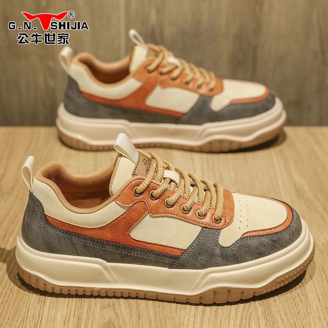 公牛世家男鞋时尚百搭复古板鞋男休闲鞋休闲鞋青少年轻便男士板鞋