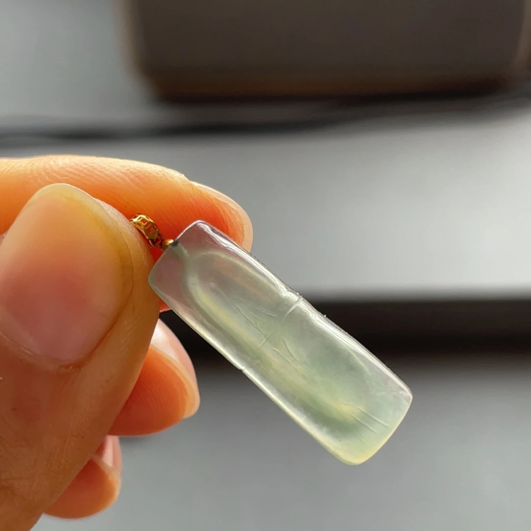 翡翠颈饰18K金镶嵌竹节