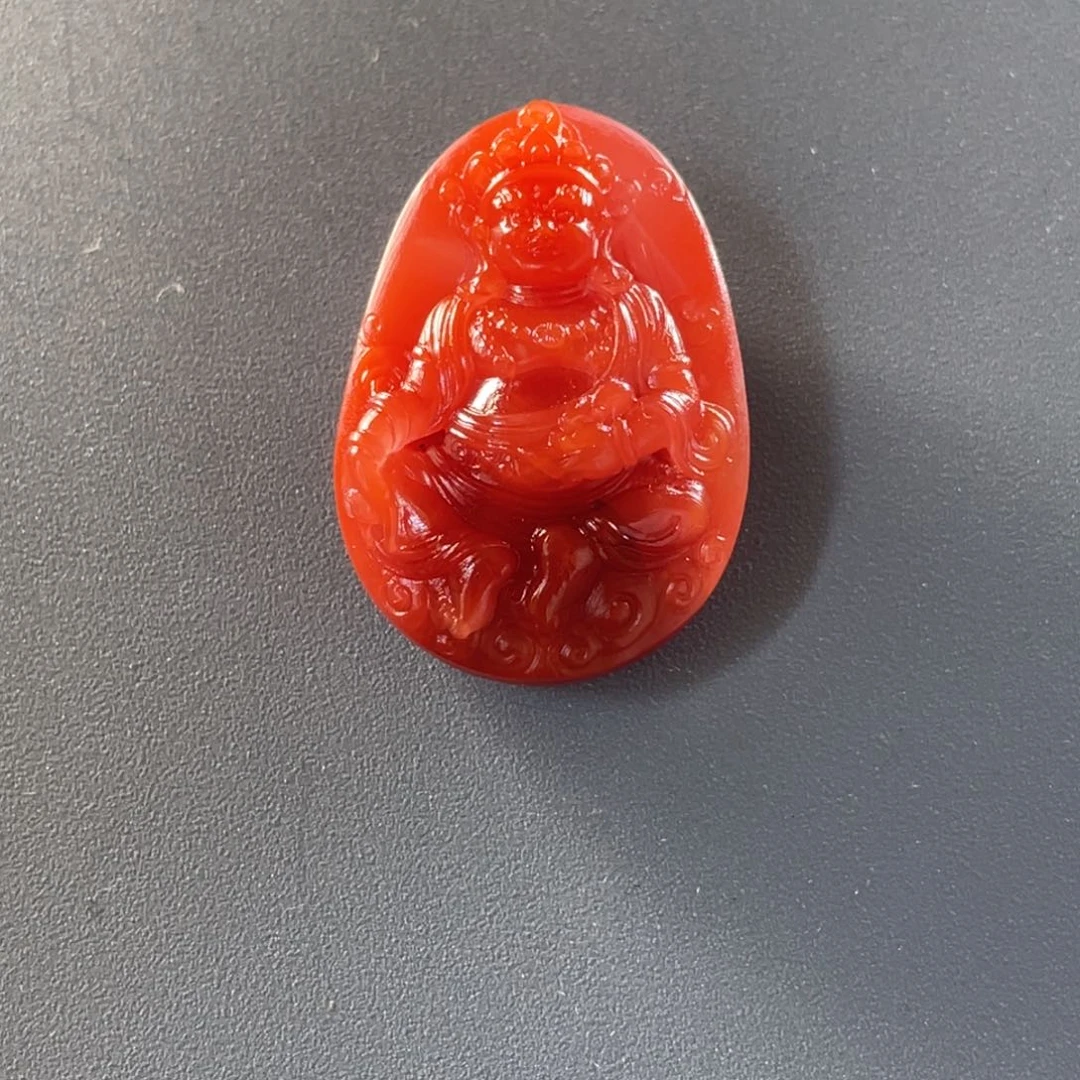 南红玛瑙保山天然原矿东山大陷坝黄财神挂件未镶嵌