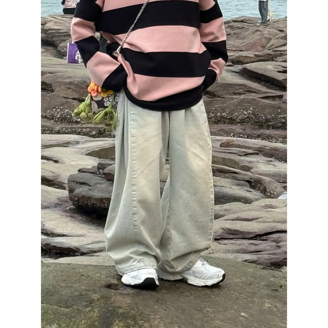 现货THE LUHAN【盐汽水】春秋美式百搭痞帅复古高街牛仔裤25038