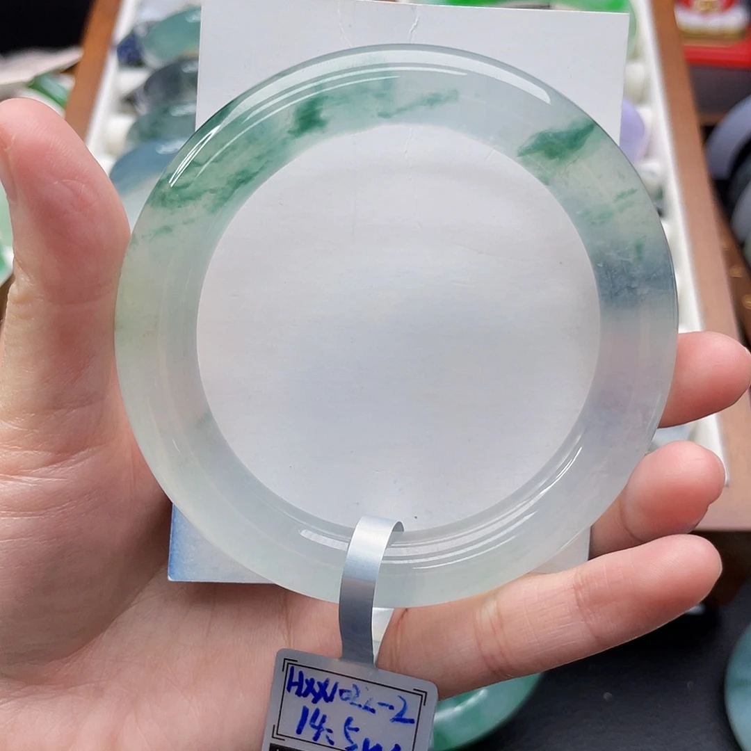 翡翠未镶嵌手镯58高冰飘花