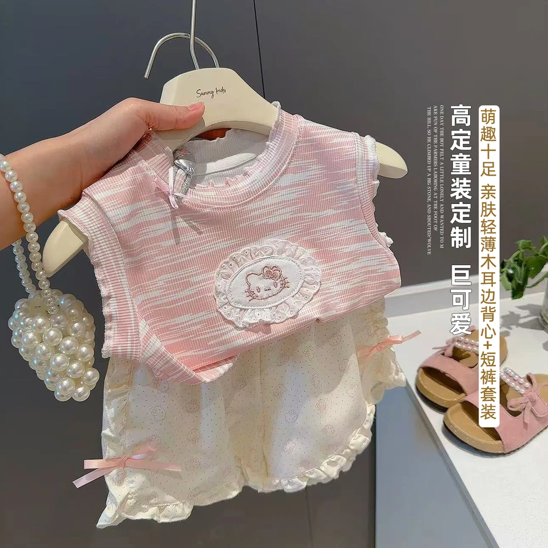 【现货】韩版女宝卡通动漫童装幼儿套头女上衣套装夏季二件套