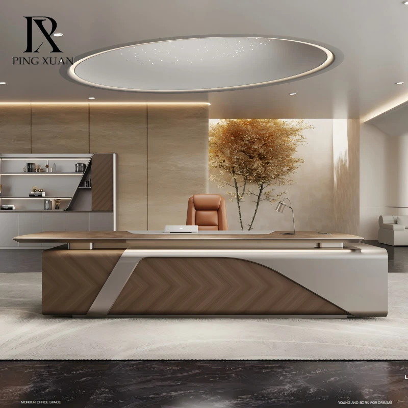 平轩爆款轻奢老板办公桌椅组合简约现代经理总裁桌烤漆领导大班台