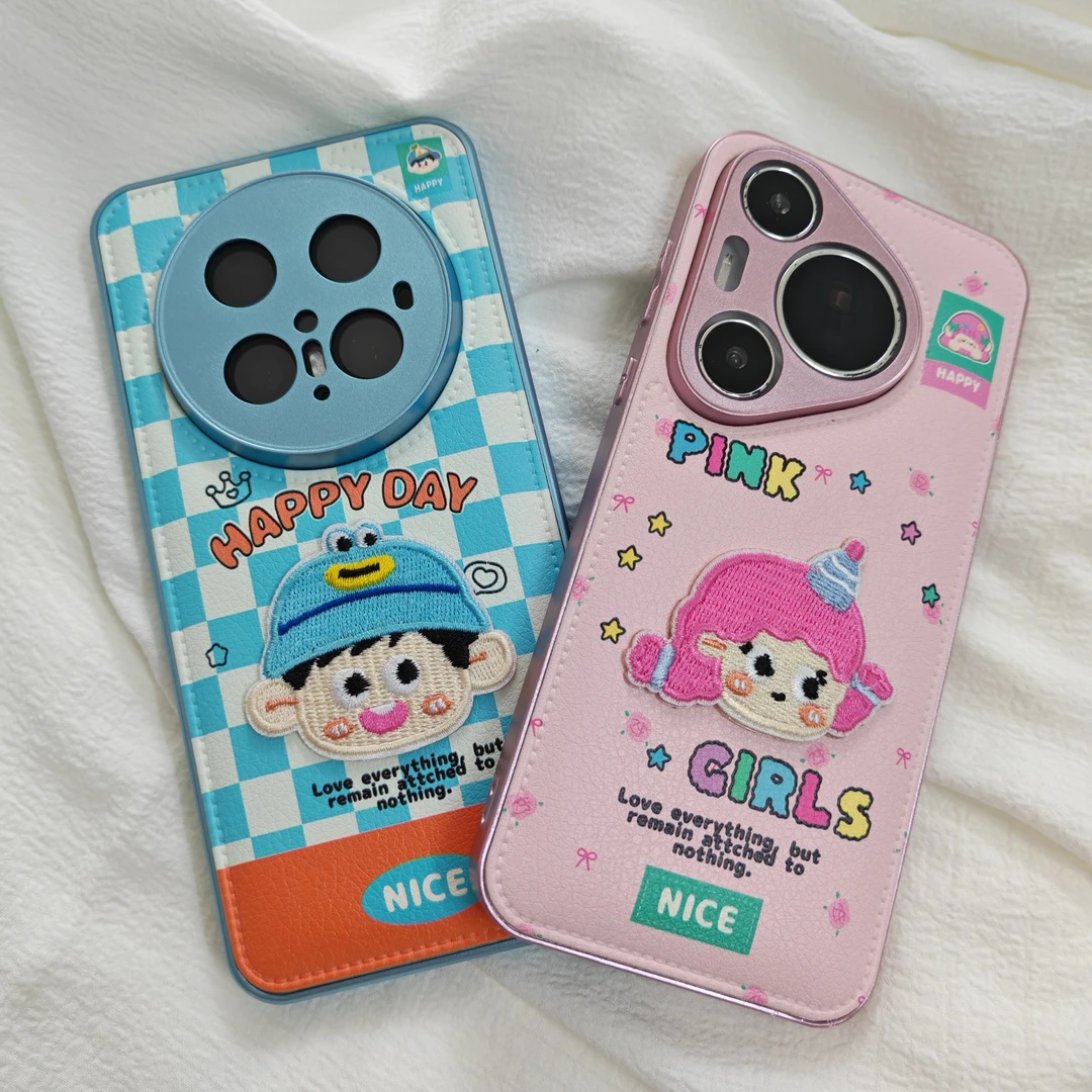 适用华为mate70pro+手机壳pura70pro刺绣男孩mate60pro情侣挂绳