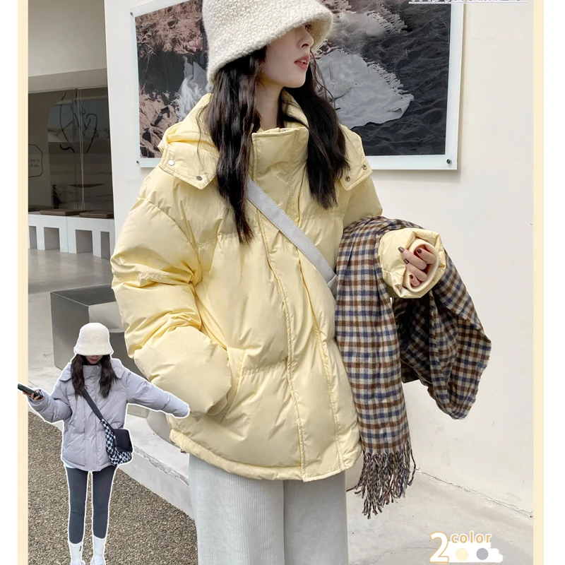 C-5898大码冬季新款连帽宽松保暖气质时尚厚面包服