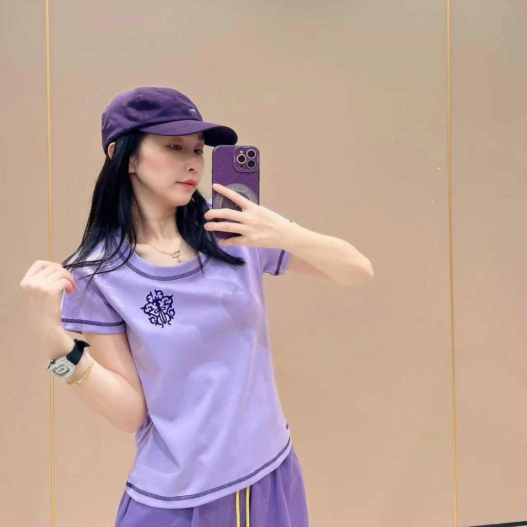 修身小版型短袖508071显瘦洋气时尚百搭休闲体恤半袖圆领女士