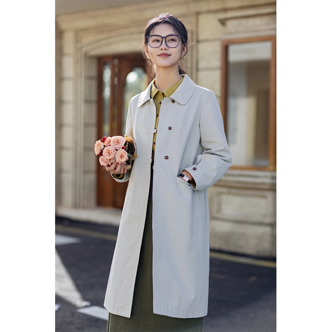 红念米灰色风衣女中长款高级感休闲2025秋季风衣外套女小个子