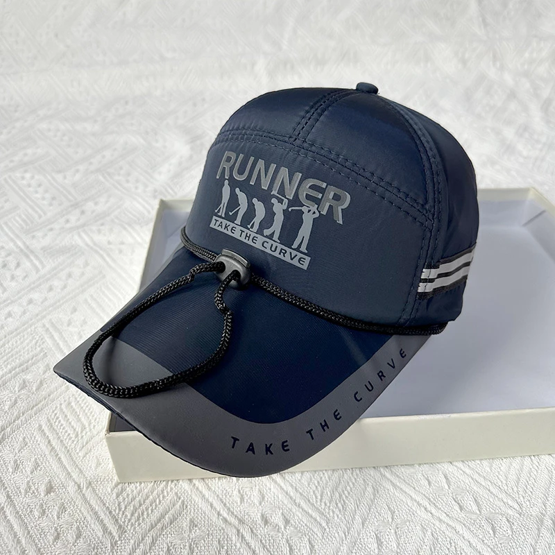 夏季新款男士时尚钓鱼帽户外运动帽女棒球帽防风绳加长檐休闲百搭