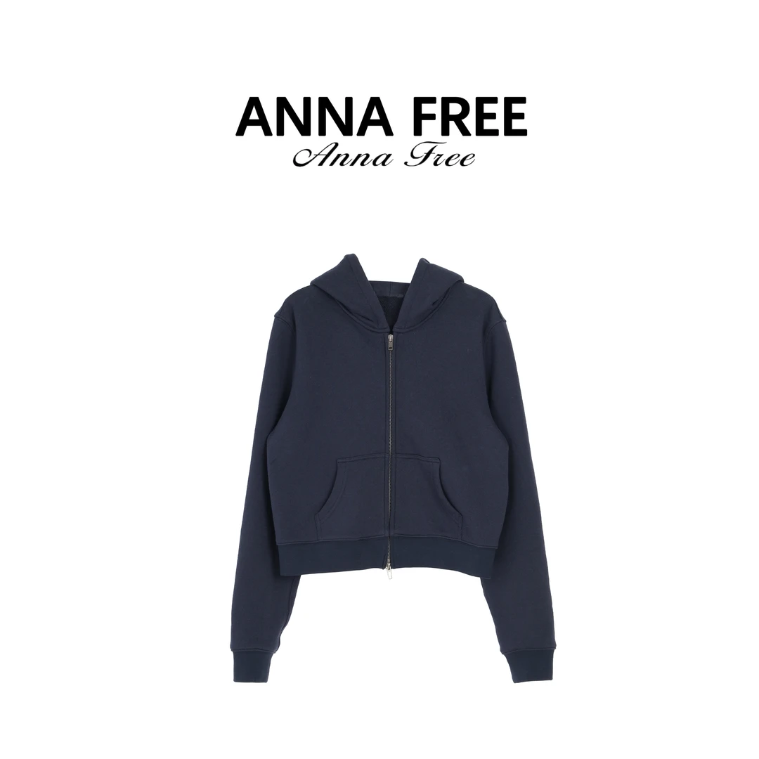 ANNA FREE 【经典之选】连帽拉链全棉秋季开衫外套长袖卫衣ZCE25836