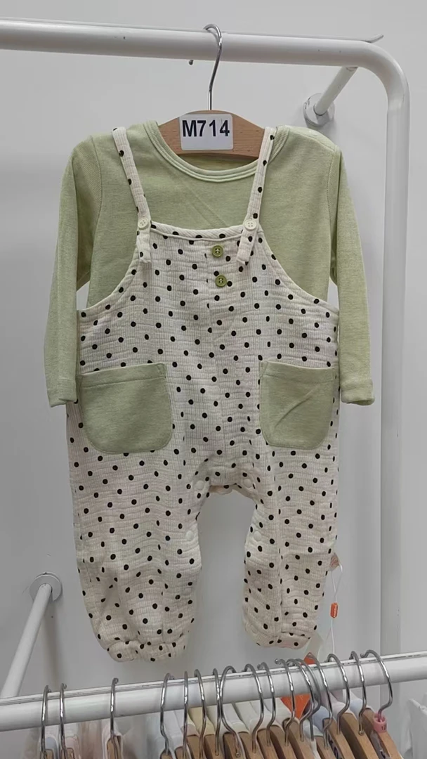 51110-MZ波点吊带儿童背带裤