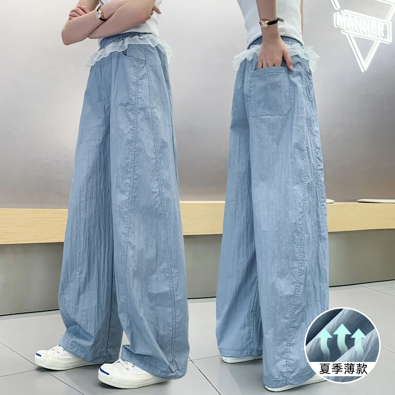 女童速干裤2025新款夏季薄款6-15岁中大童宽松休闲裤儿童防蚊裤子