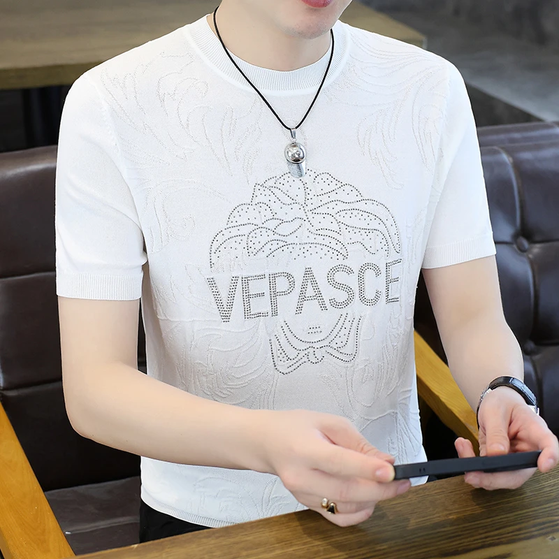 【高品质 冰麻T恤】夏季新款冰麻短袖针织衫潮流圆领百搭T恤M205 A