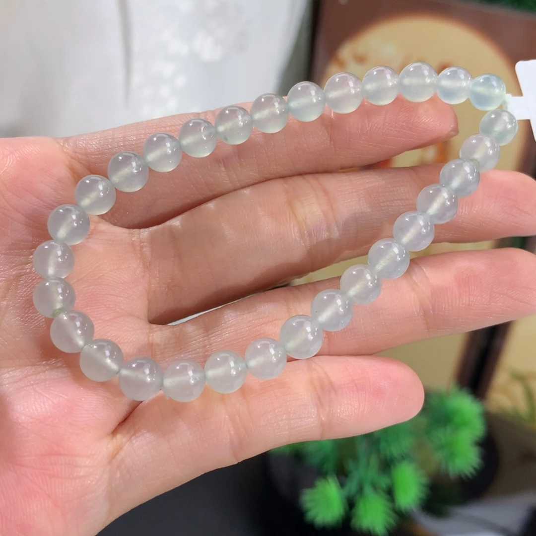 翡翠未镶嵌手串卡6正冰蓝晴手串