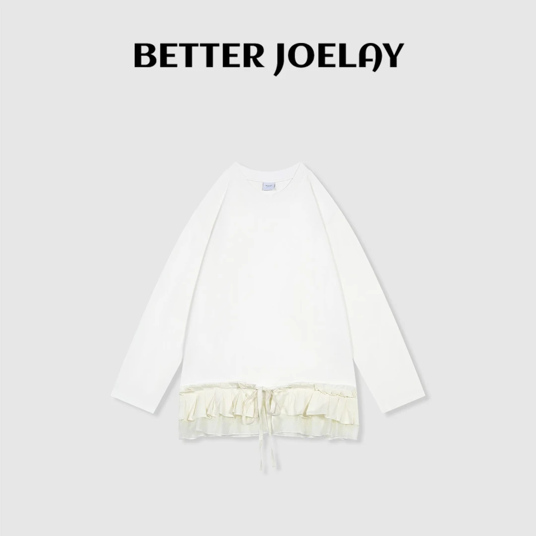 BETTER JOELAY-【静界皱褶​】百搭简约T恤长袖潮流休闲风ZZ3051