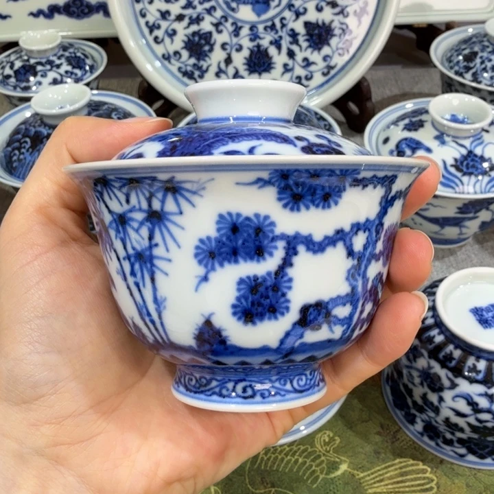 仿明永宣松竹梅盖碗