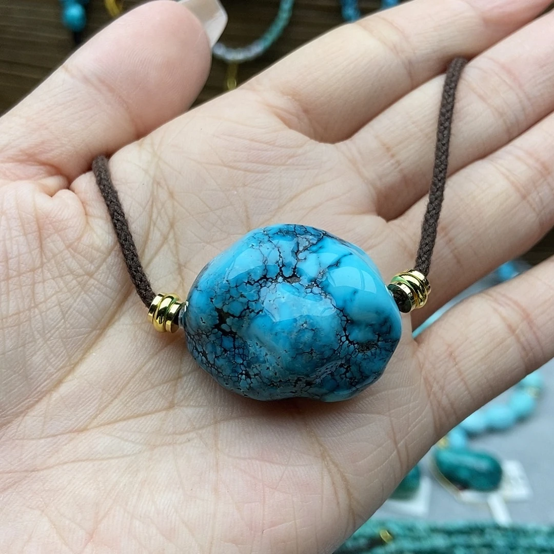 绿松石未镶嵌玉化蓝锁骨链