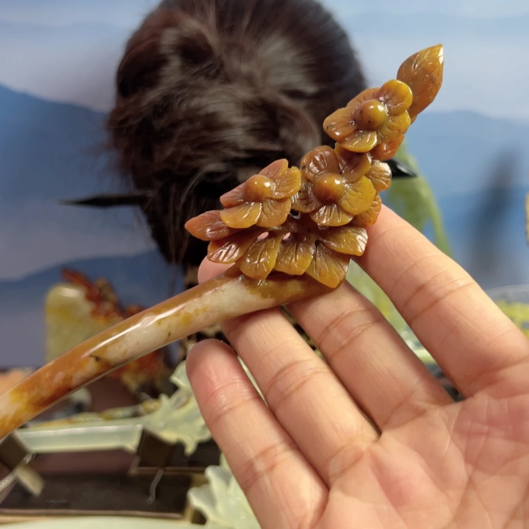 蛇纹石玉发饰合金