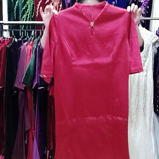 酒红色品牌醋酸前短后长鱼尾裙4XL130斤左右