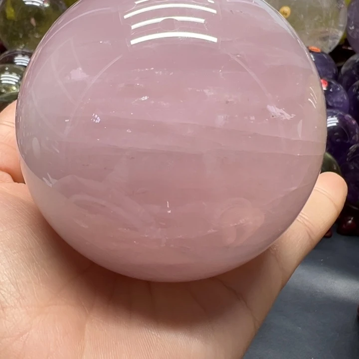 珠宝半成品未镶嵌水晶MM粉水晶球H2663