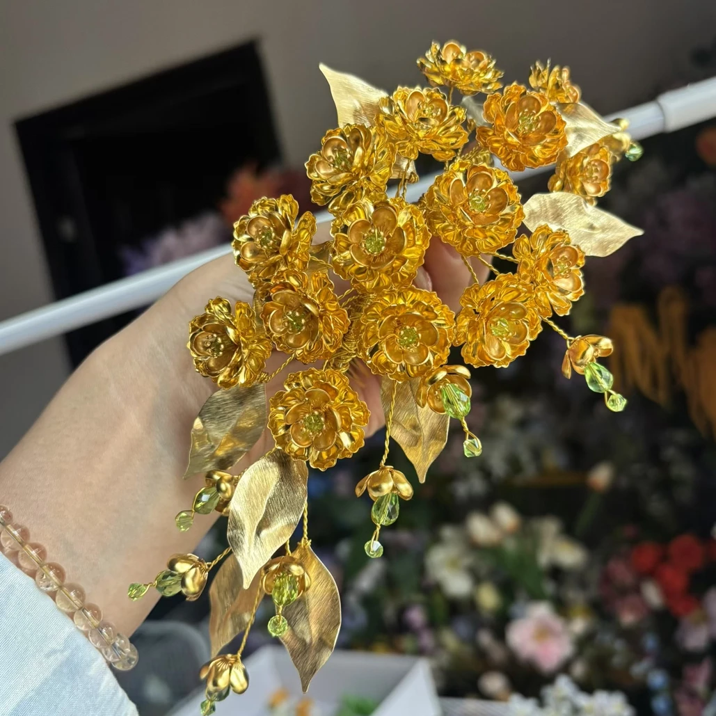 大款重工泰国金花傣族金色气质头花头饰发饰饰品爆款黄色