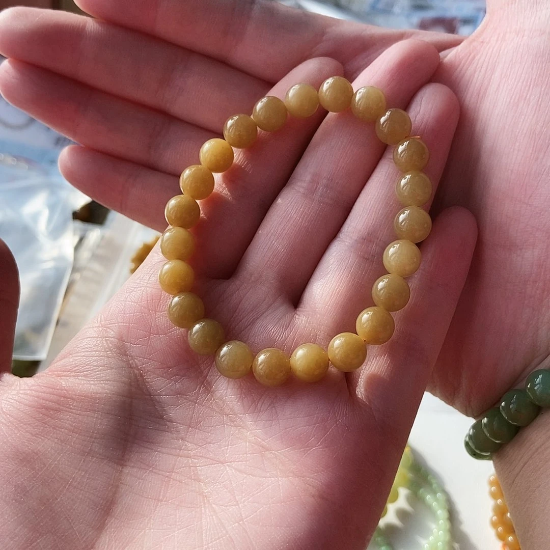 和田玉（糖玉）手链未镶嵌番****?8mm且末糖