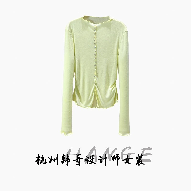 【韩哥女装】2025秋冬新品《琉璃系列》葱青色天丝羊毛上衣10109-A1