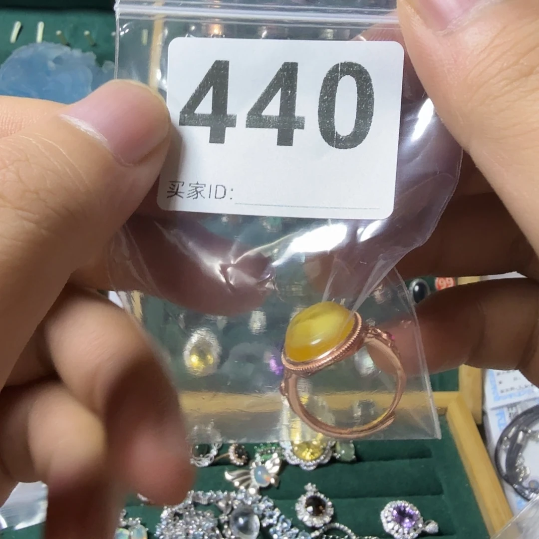 以***a蜜蜡银S925镶嵌戒指