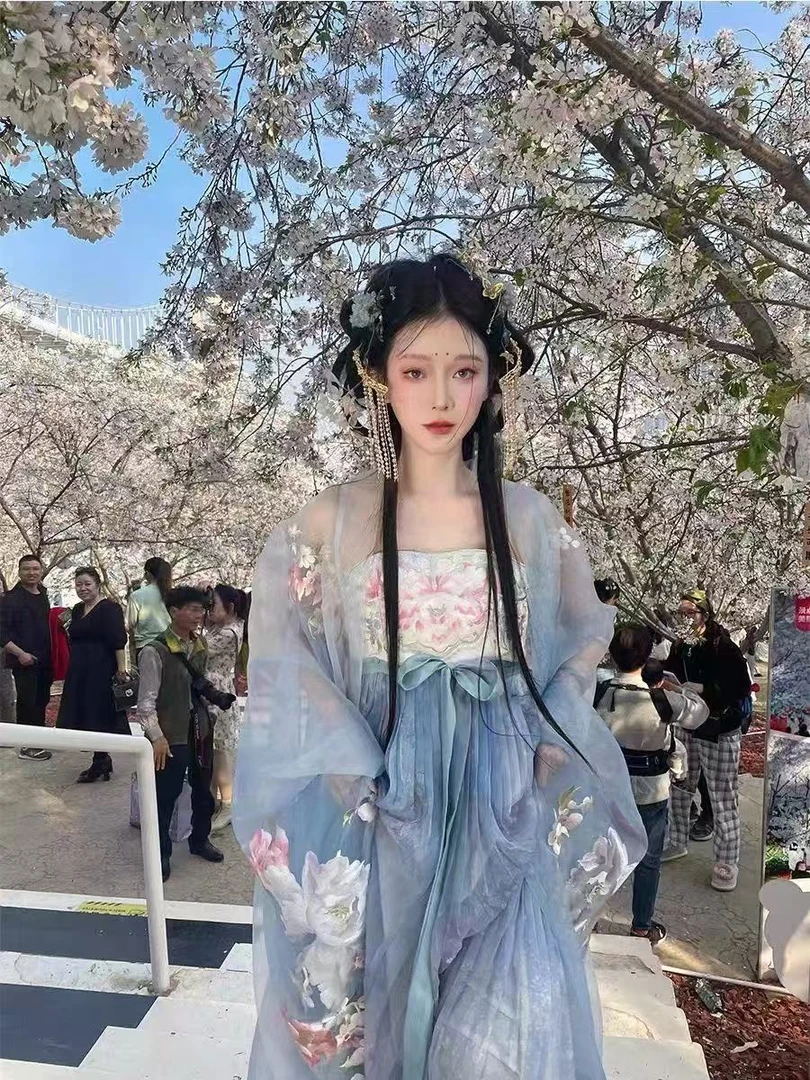 新款夏季汉服女诃子裙重工刺绣十二花神套装【牡丹亭】仙气大袖衫