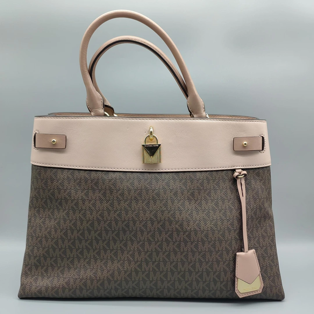 95新 MICHAEL KORS/迈克高仕 老花拼粉色手提包  1662 3214
