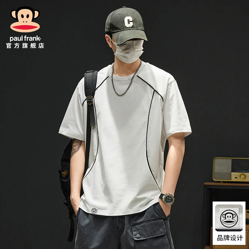 PaulFrank/大嘴猴日系复古短袖男t恤夏季新款纯棉休闲圆领打底衫