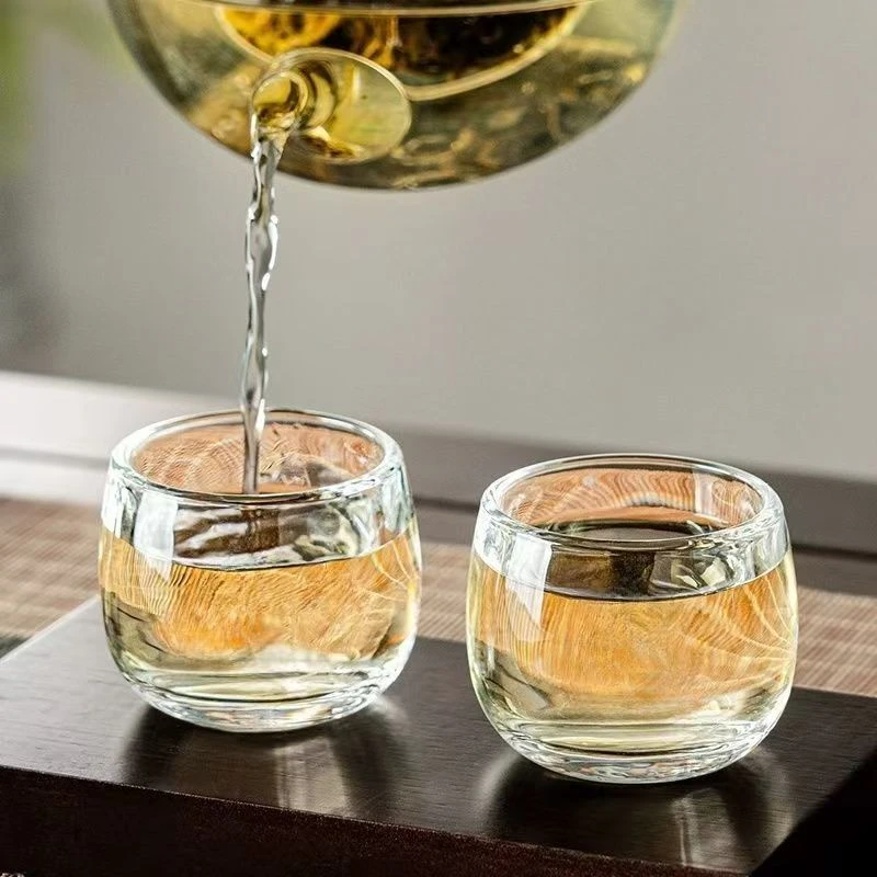 高亮加厚无铅玻璃扳指杯主人杯防烫隔热茶杯酒杯两用耐高温家用茶