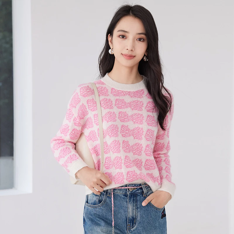 【粉丝专属】Z4012091毛针织衫 香影印花毛衣女套头秋冬季新款