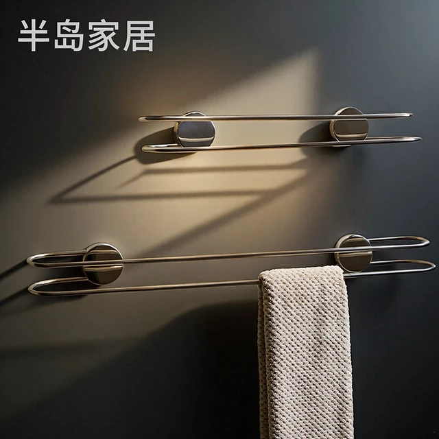 不锈钢吸盘毛巾杆置物架毛巾架免打孔浴室洗手台壁挂式