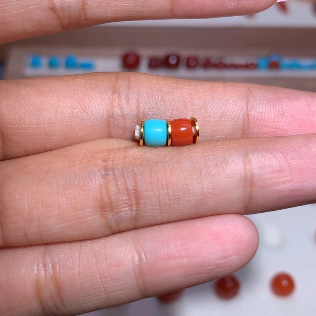 南红玛瑙未镶嵌直切对珠5925 银片