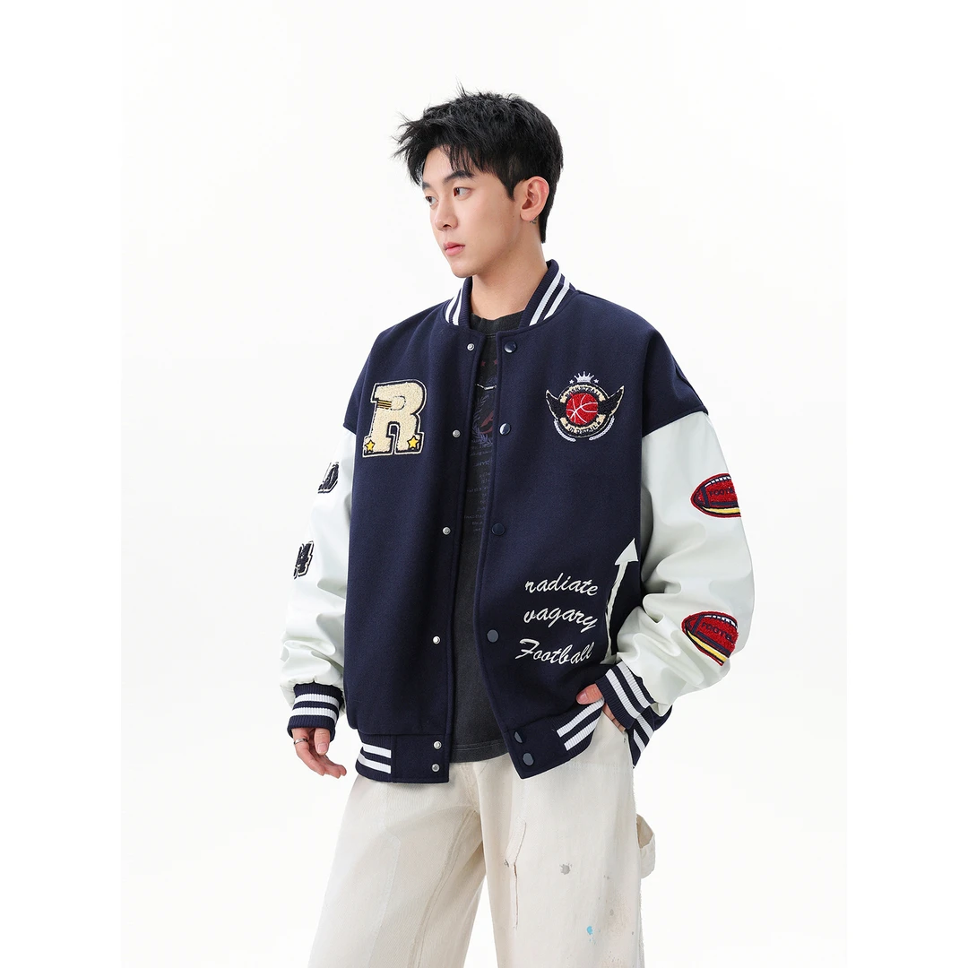 贴布刺绣棒球服外套男女秋季新款宽松休闲百搭美式潮牌飞行员夹克