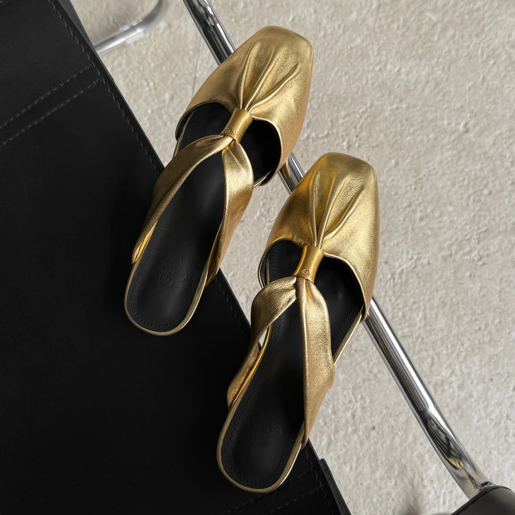 小众设计感包头拖鞋女夏季外穿镂空平底方头穆勒鞋2025新款半拖