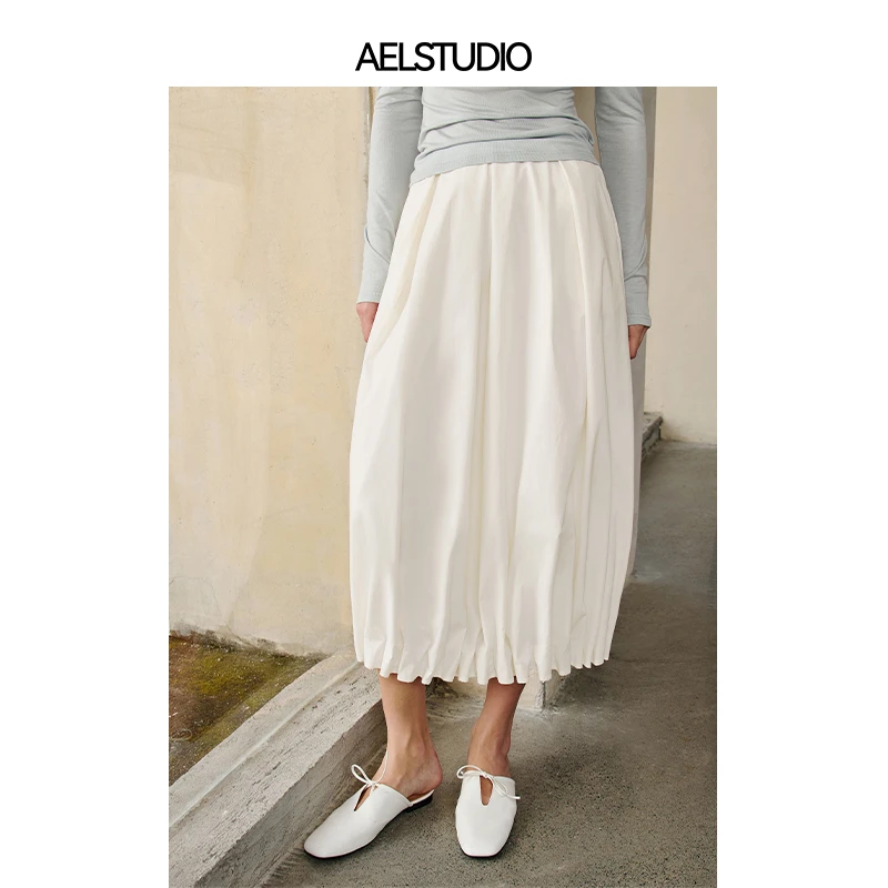 【AEL原创】法式气质白色半身裙女2025秋冬设计感花苞裙AS4CR241