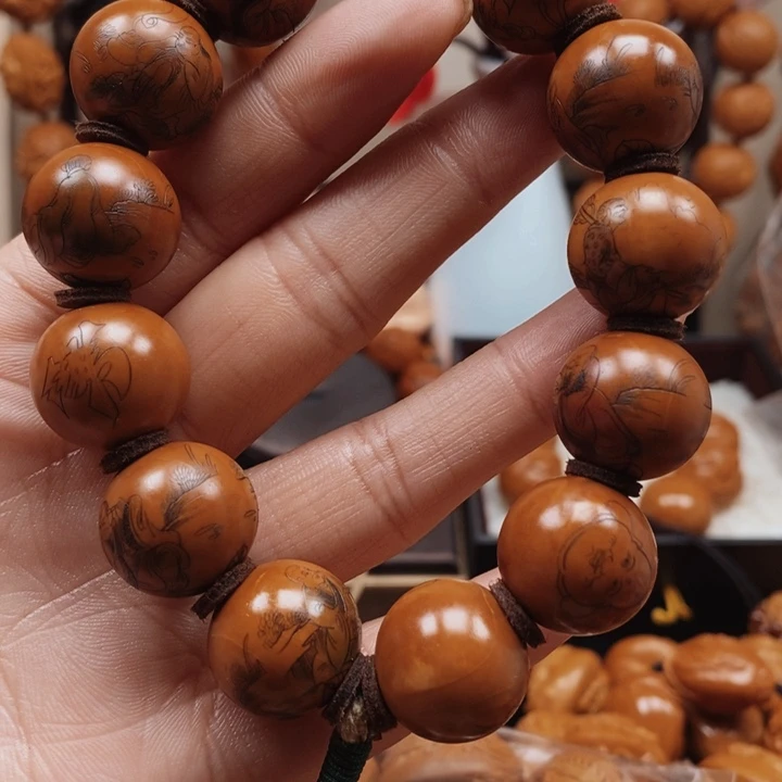 橄榄核手串/手链线雕八仙