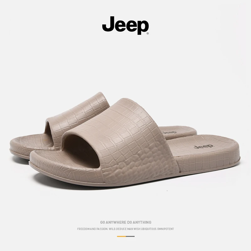 Jeep/吉普男士拖鞋休闲防滑夏季轻质软底简约耐磨一字拖潮流纯色