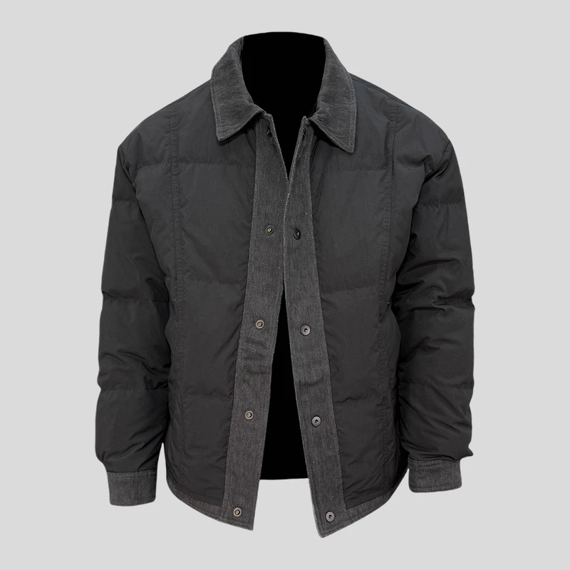 ohmmayby羽绒服冬季新款短款翻领纽扣潮流时尚90白鸭绒加厚外套