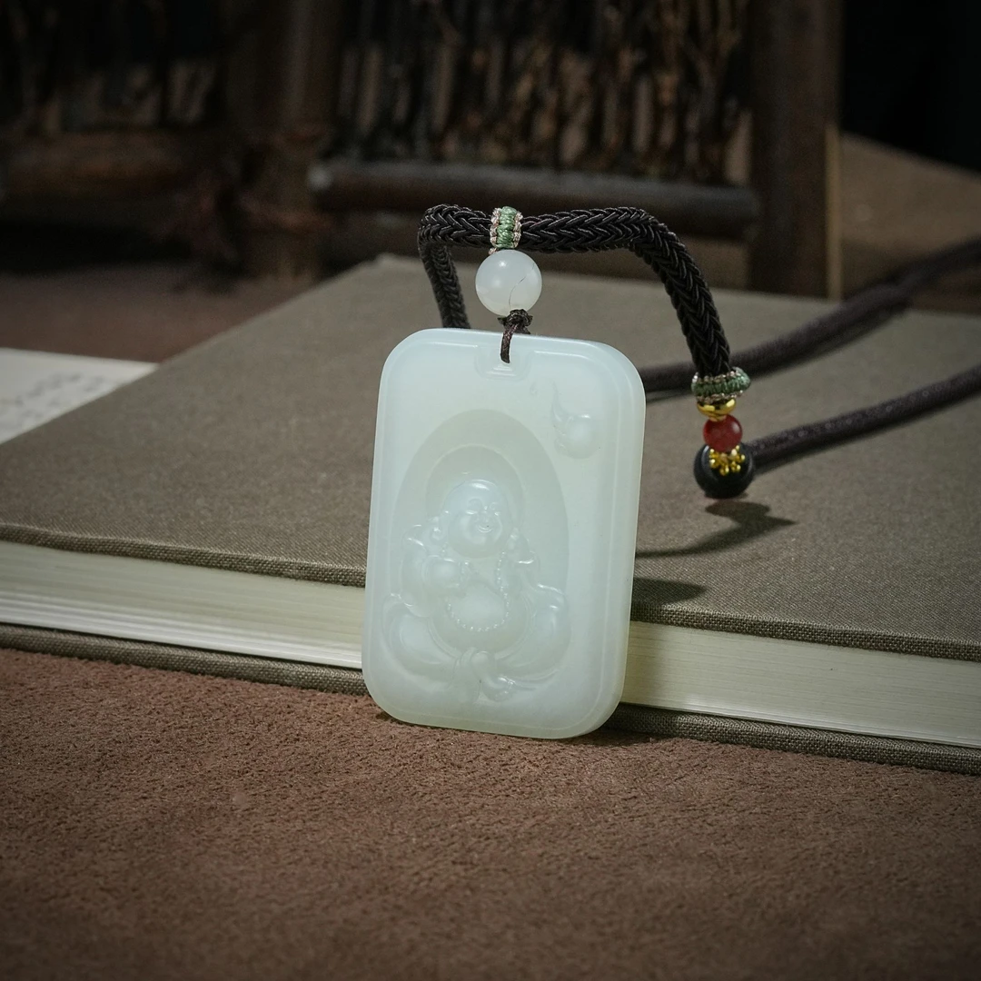 和田玉羊脂白佛公吊坠7*33*48mm YC0620527