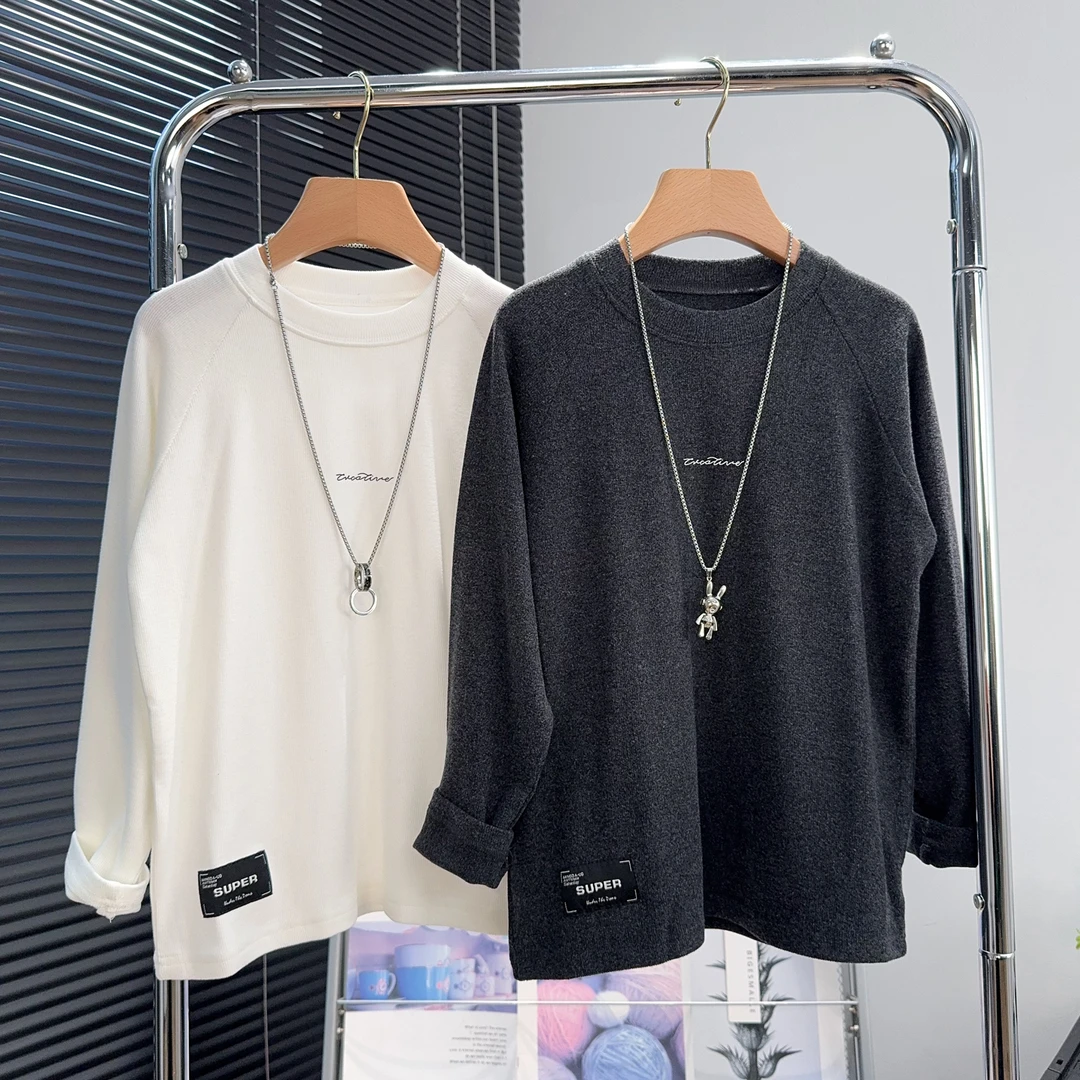 妙吧童装男童德绒长袖T恤秋装上衣中大童白色打底衫儿童内搭卫衣