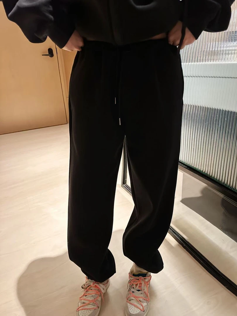 【BORAKOO】早秋款黑/灰色松紧腰休闲卫裤