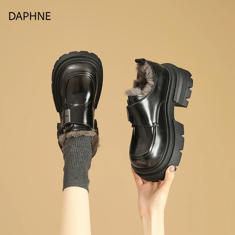 达芙妮厚底乐福鞋2025秋季新款镜面擦色小皮鞋复古英伦风JK鞋女鞋