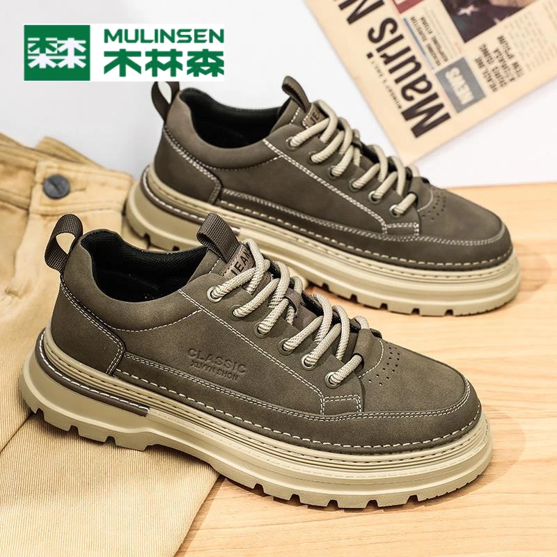 木林森2025新款春秋款马丁靴男低帮男士休闲马丁鞋子男款潮工装鞋