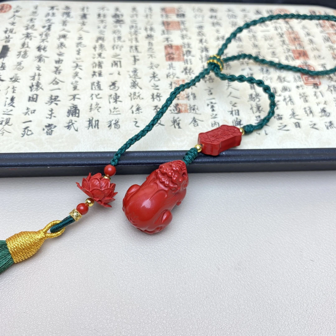 含辰砂工艺品高含量朱砂红砂设计款莲花貔貅包挂爆款车挂
