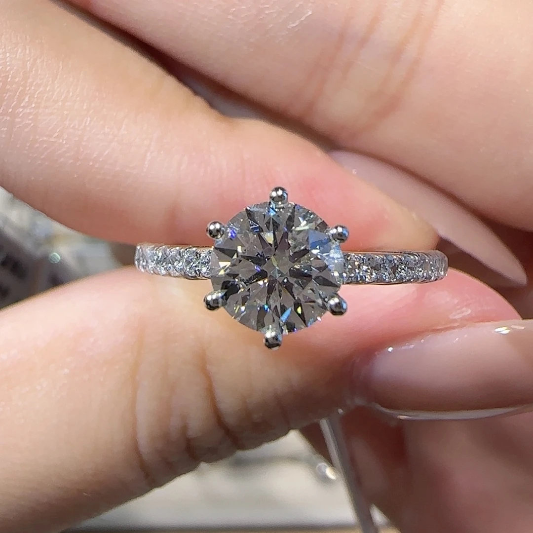 铂Pt950镶嵌实验室培育钻石星光白月光1卡11-17