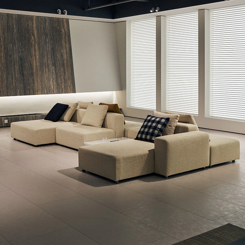 如恩 岛屿沙发意式极简风格自由模块组合布艺沙发别墅大平层 A-91