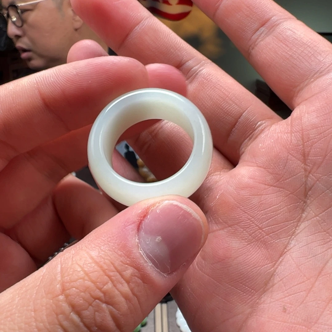 和田玉未镶嵌手链（炸）白玉戒圈21.4mm